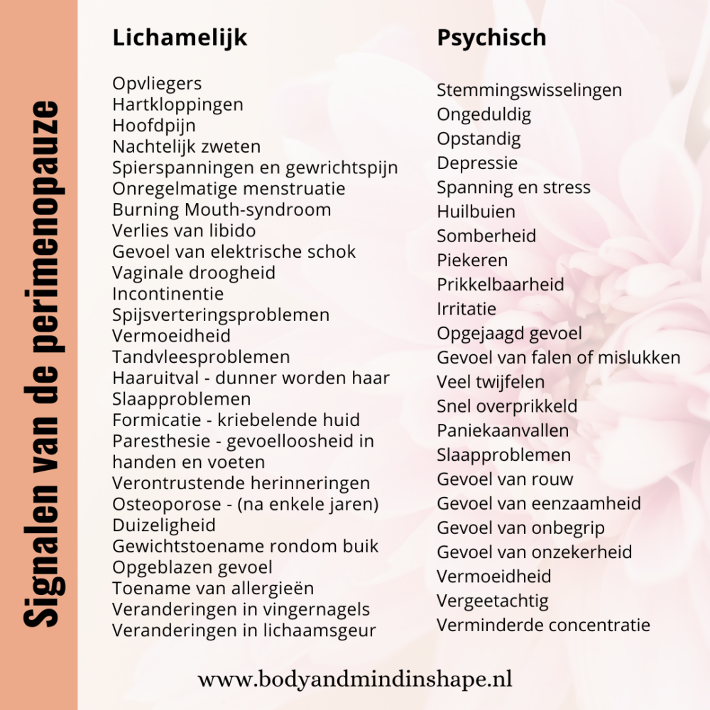 Dit zijn de lichamelijke en psychische signalen van de perimenopauze